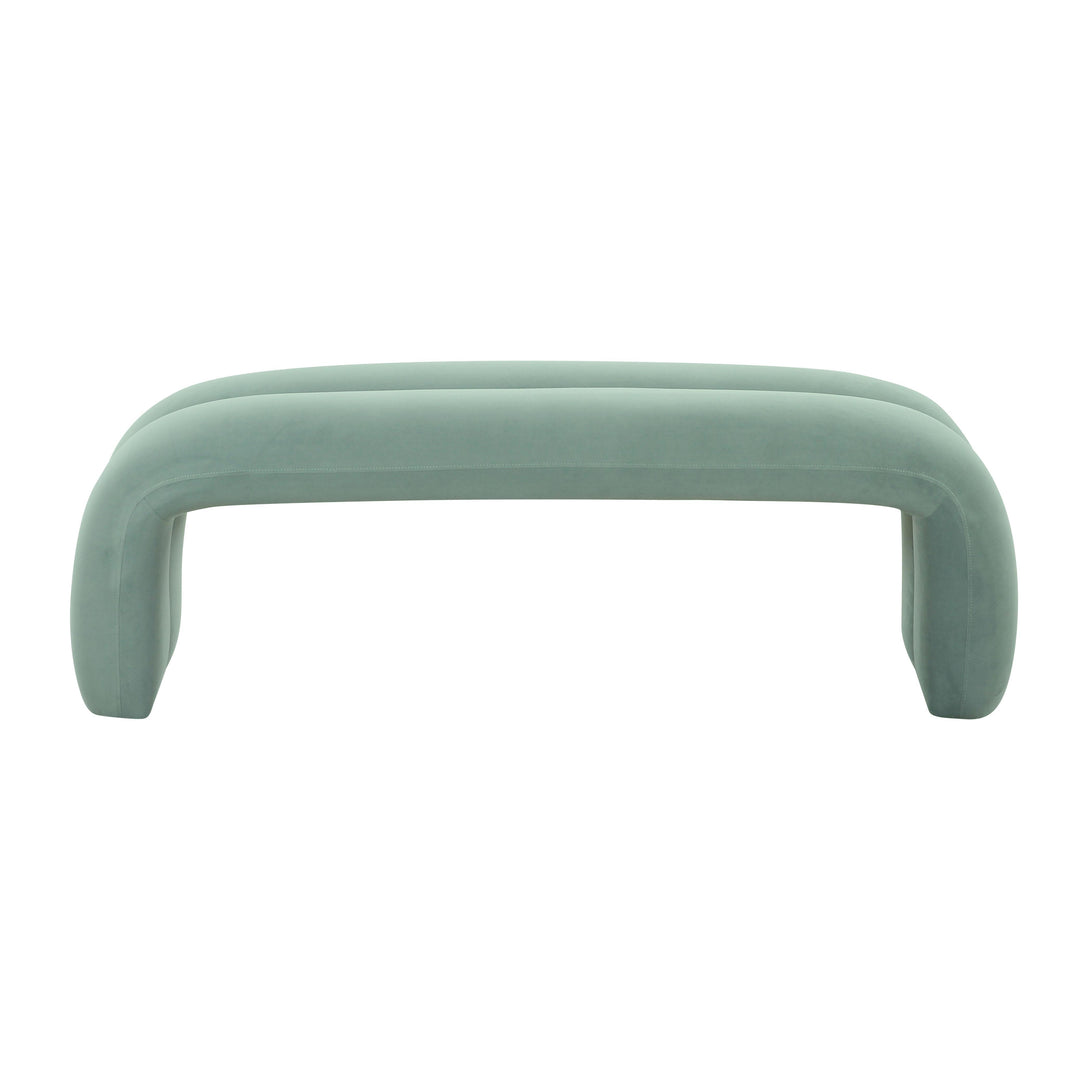 American Home Furniture | TOV Furniture - Leigh Green Velvet Channeled Bench