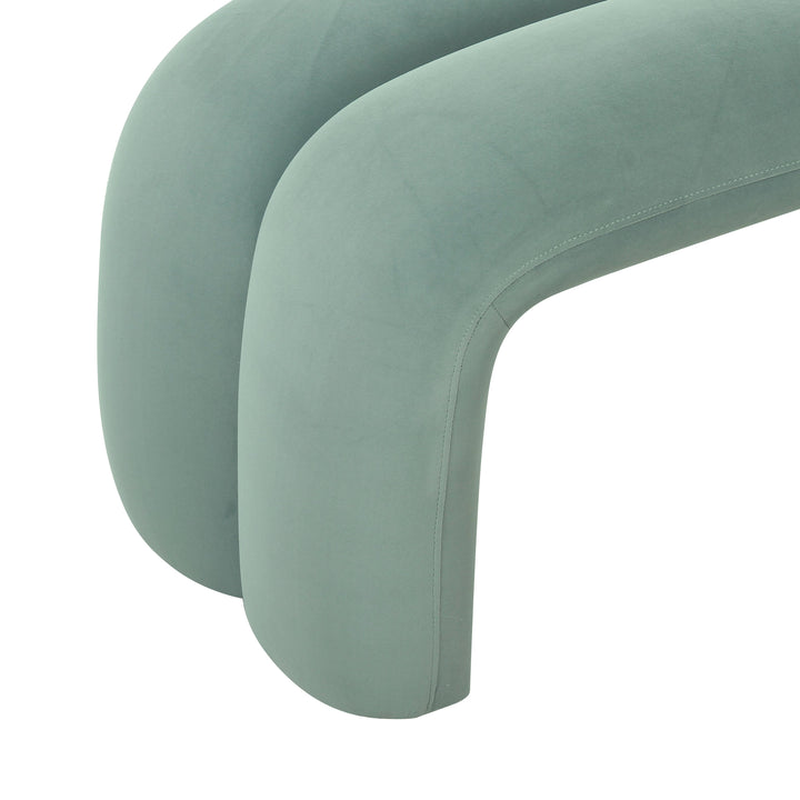 American Home Furniture | TOV Furniture - Leigh Green Velvet Channeled Bench