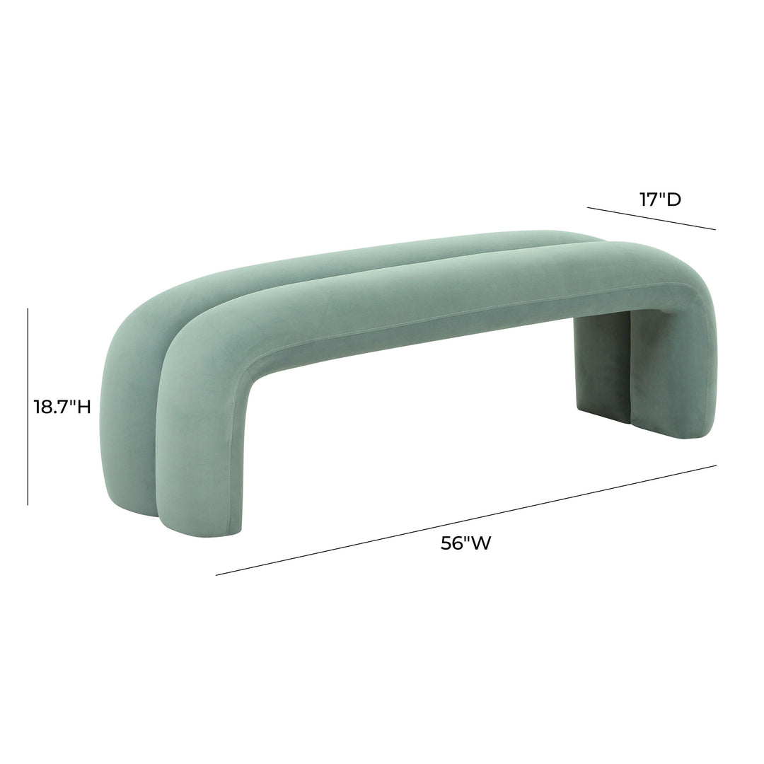 American Home Furniture | TOV Furniture - Leigh Green Velvet Channeled Bench