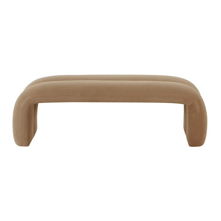 American Home Furniture | TOV Furniture - Leigh Taupe Velvet Channeled Bench