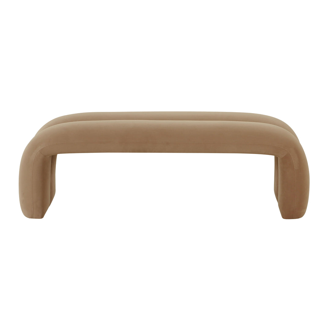 TOV Furniture Leigh Taupe Velvet Channeled Bench BENCHES