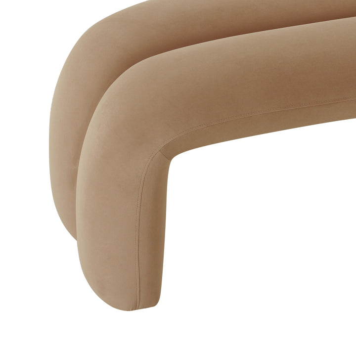 American Home Furniture | TOV Furniture - Leigh Taupe Velvet Channeled Bench