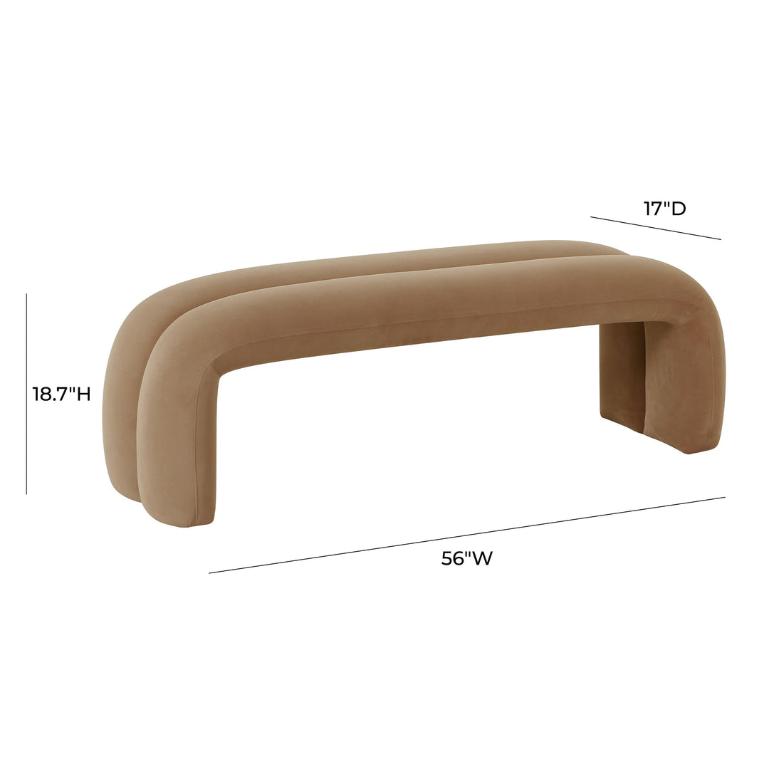 American Home Furniture | TOV Furniture - Leigh Taupe Velvet Channeled Bench