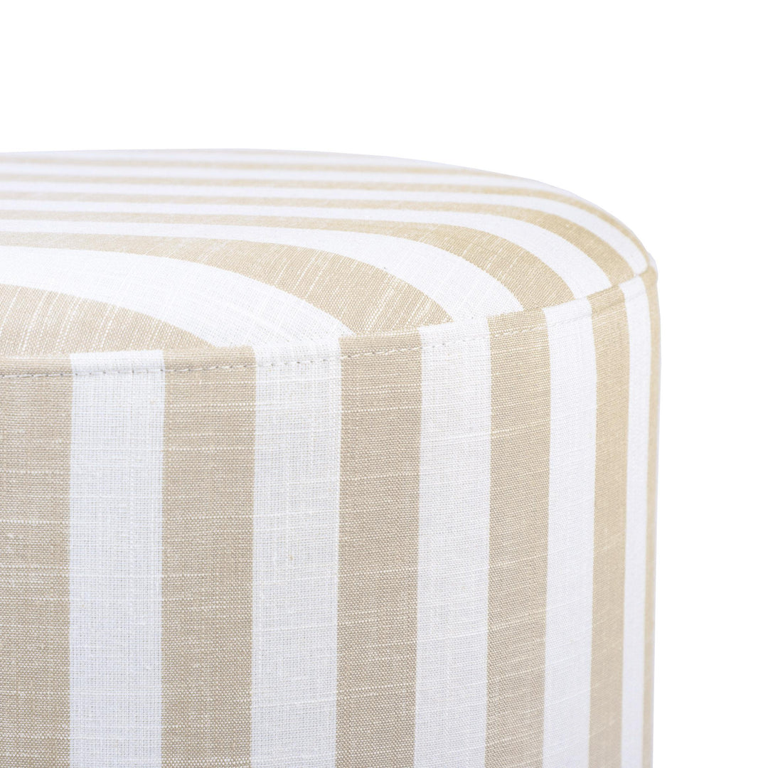 American Home Furniture | TOV Furniture - Dex Beige Striped Linen Ottoman