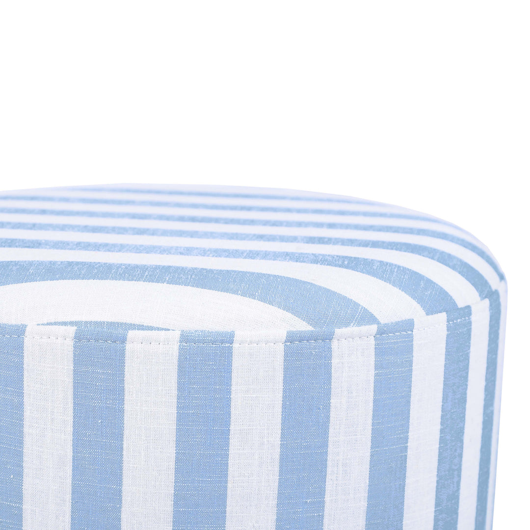 American Home Furniture | TOV Furniture - Dex Pastel Blue Striped Linen Ottoman
