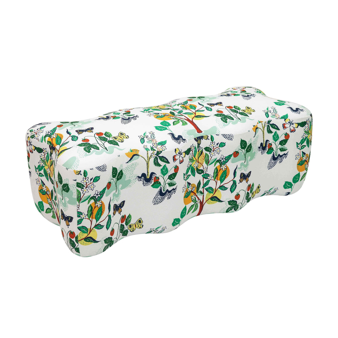American Home Furniture | TOV Furniture - Archie Upholstered Bench in Citrus Garden Print