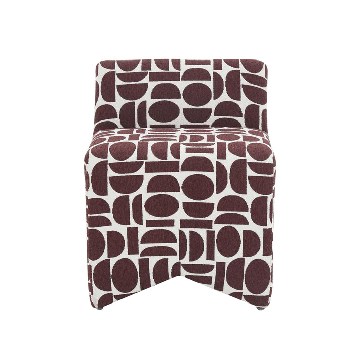 TOV Furniture Pippa Merlot Geometric Jacquard Weave Stool OTTOMANS, POUFS, + STOOLS