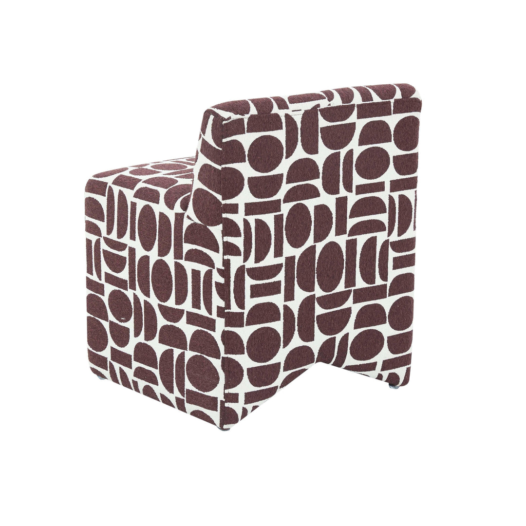 TOV Furniture Pippa Merlot Geometric Jacquard Weave Stool OTTOMANS, POUFS, + STOOLS