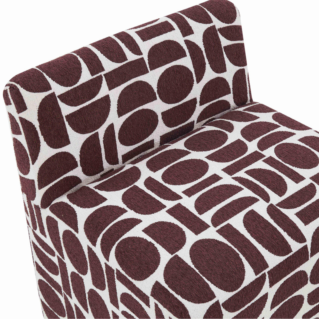 TOV Furniture Pippa Merlot Geometric Jacquard Weave Stool OTTOMANS, POUFS, + STOOLS