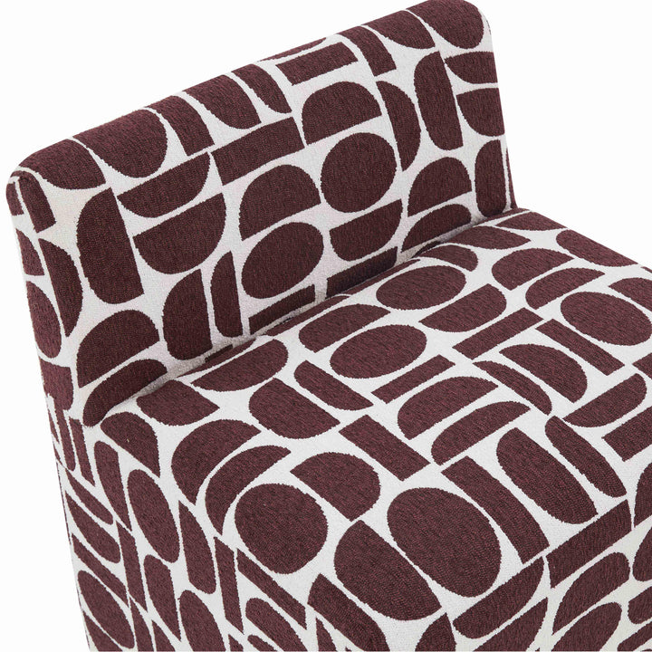 TOV Furniture Pippa Merlot Geometric Jacquard Weave Stool OTTOMANS, POUFS, + STOOLS