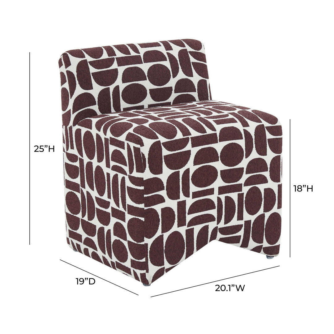 TOV Furniture Pippa Merlot Geometric Jacquard Weave Stool OTTOMANS, POUFS, + STOOLS