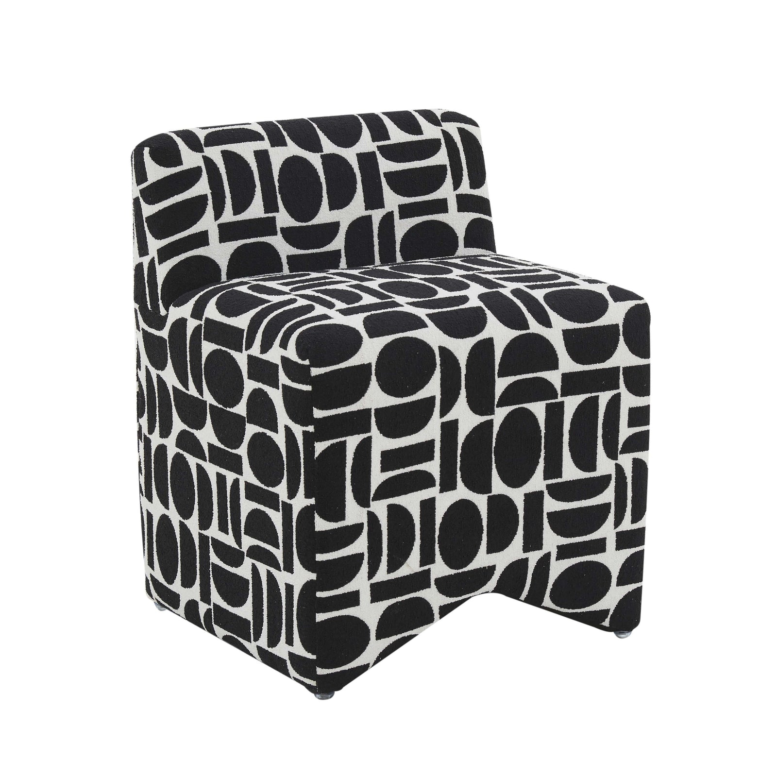 TOV Furniture Pippa Black Geometric Jacquard Weave Stool OTTOMANS, POUFS, + STOOLS