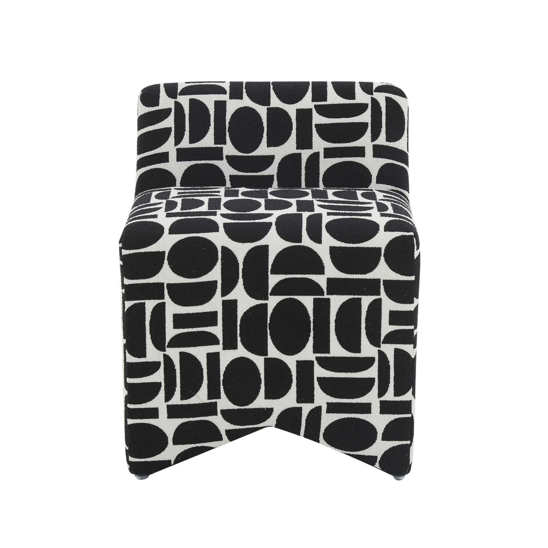 TOV Furniture Pippa Black Geometric Jacquard Weave Stool OTTOMANS, POUFS, + STOOLS