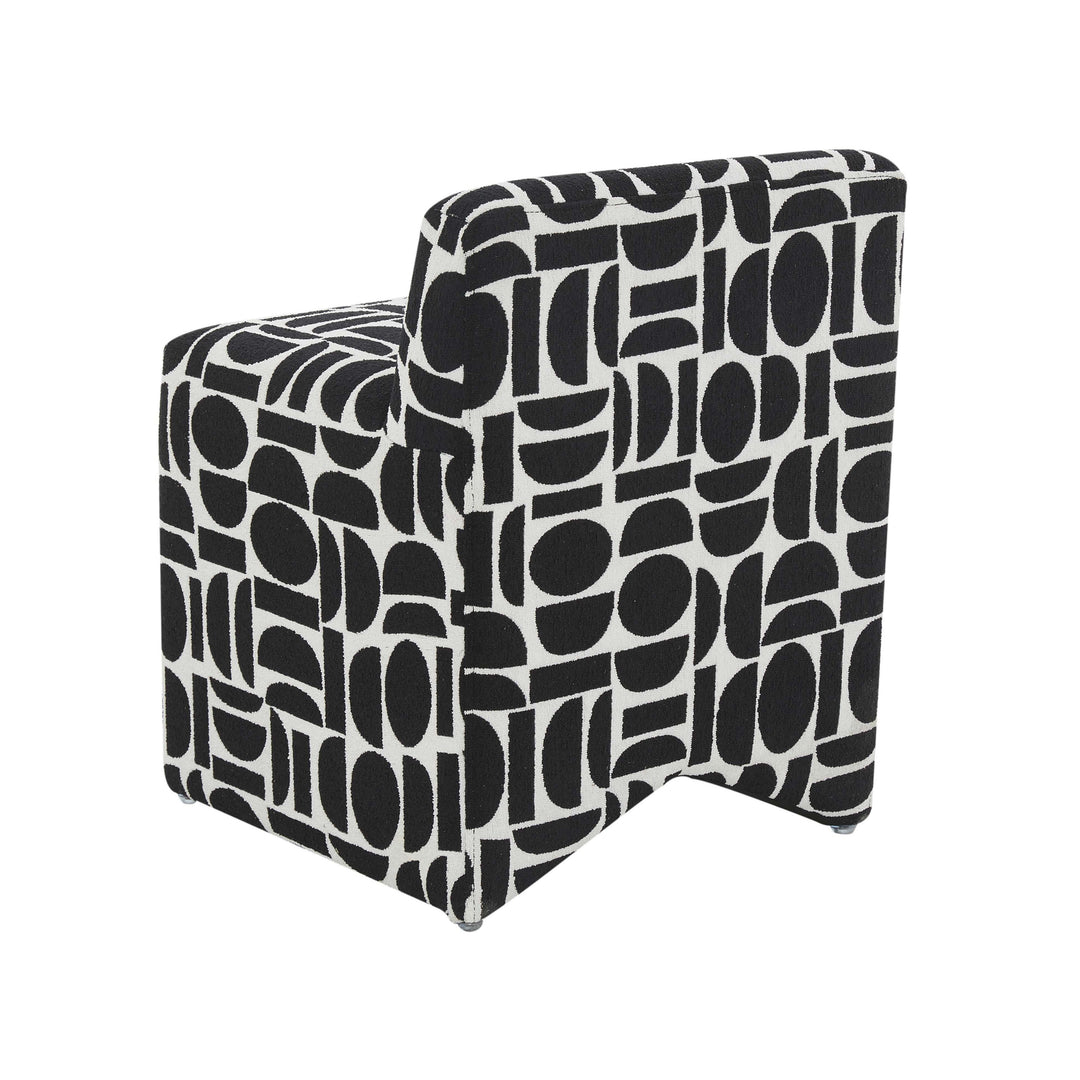 TOV Furniture Pippa Black Geometric Jacquard Weave Stool OTTOMANS, POUFS, + STOOLS