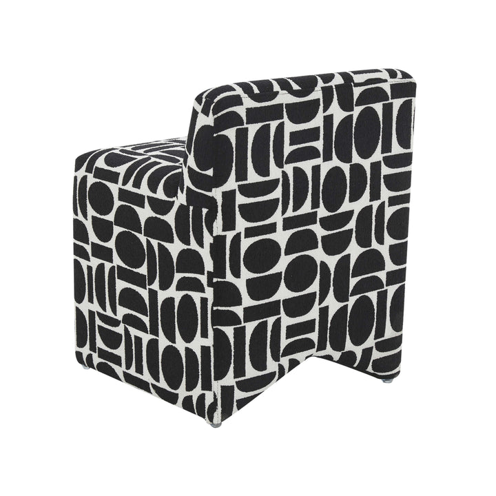 TOV Furniture Pippa Black Geometric Jacquard Weave Stool OTTOMANS, POUFS, + STOOLS