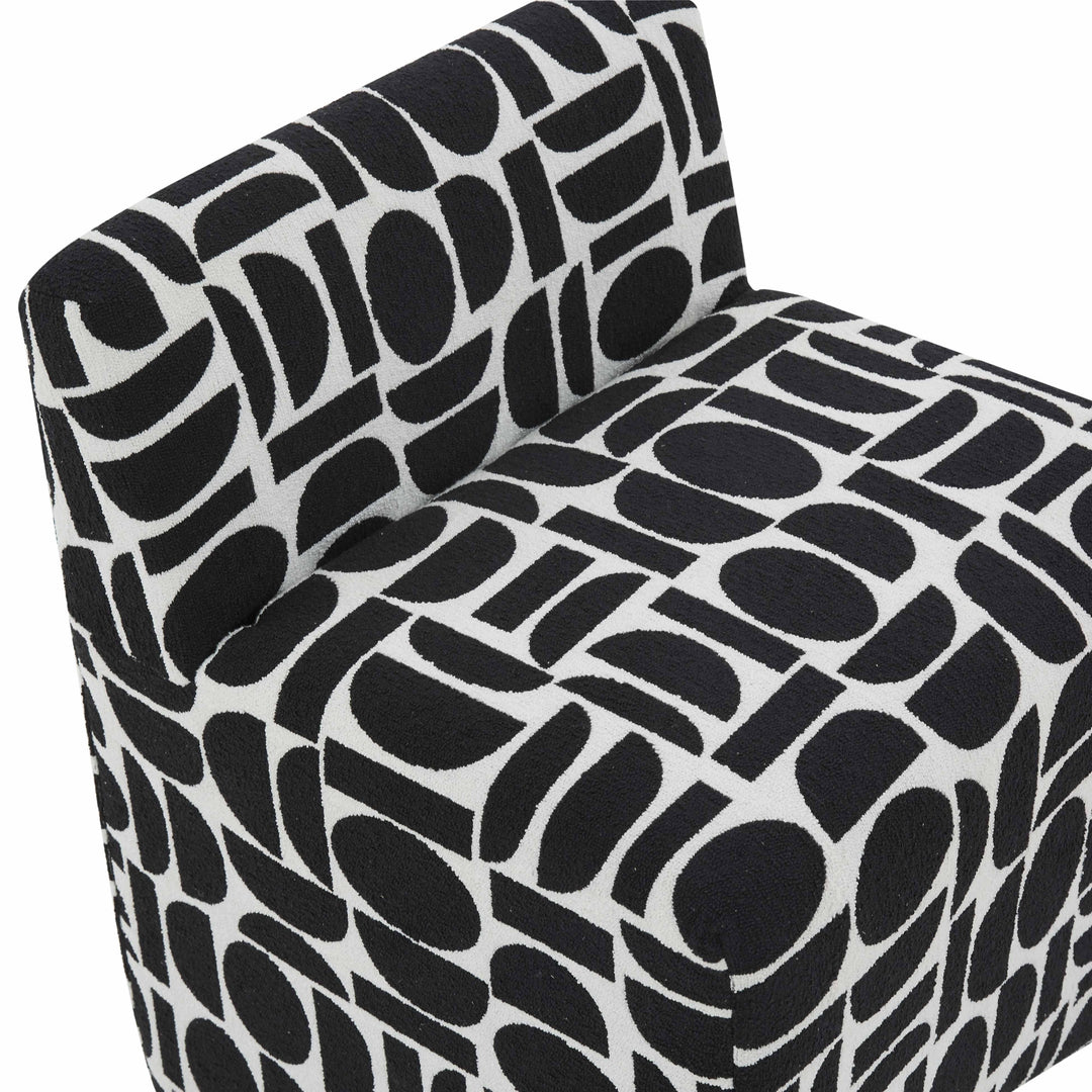 TOV Furniture Pippa Black Geometric Jacquard Weave Stool OTTOMANS, POUFS, + STOOLS