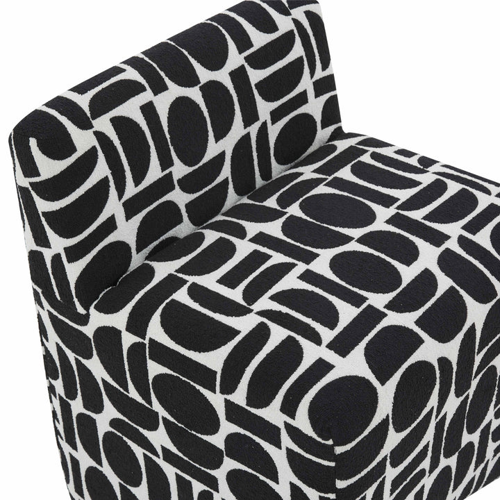 TOV Furniture Pippa Black Geometric Jacquard Weave Stool OTTOMANS, POUFS, + STOOLS