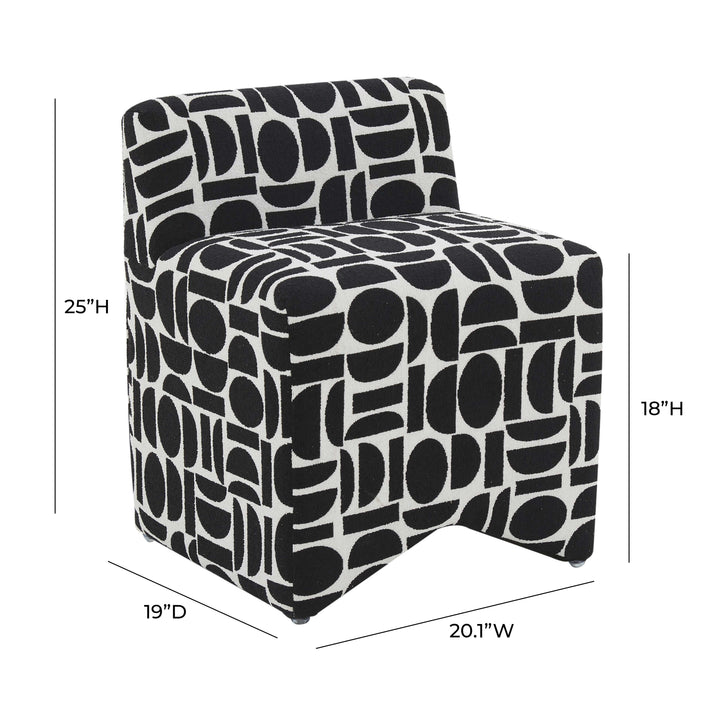 American Home Furniture | TOV Furniture - Pippa Black Geometric Jacquard Weave Stool