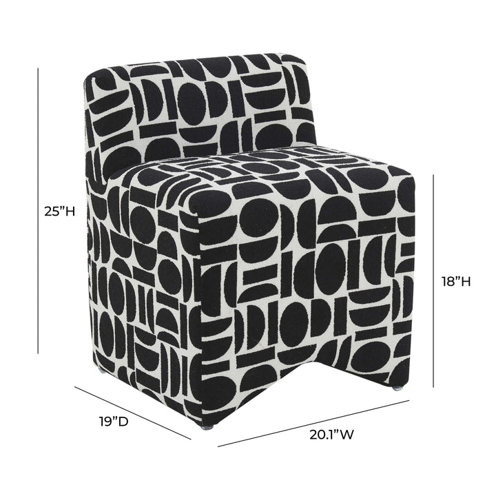 TOV Furniture Pippa Black Geometric Jacquard Weave Stool OTTOMANS, POUFS, + STOOLS