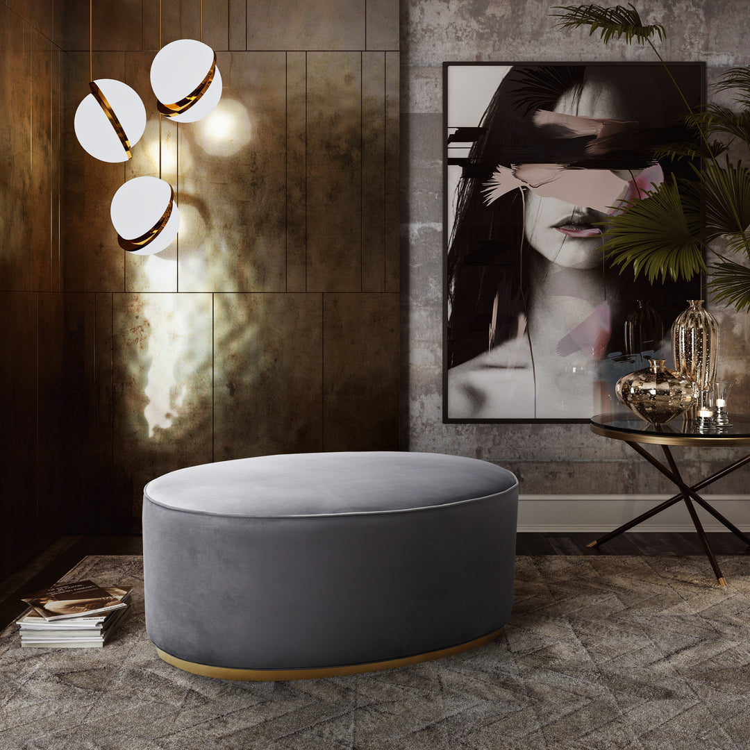 TOV Furniture Scarlett Grey Ottoman OTTOMANS, POUFS, + STOOLS