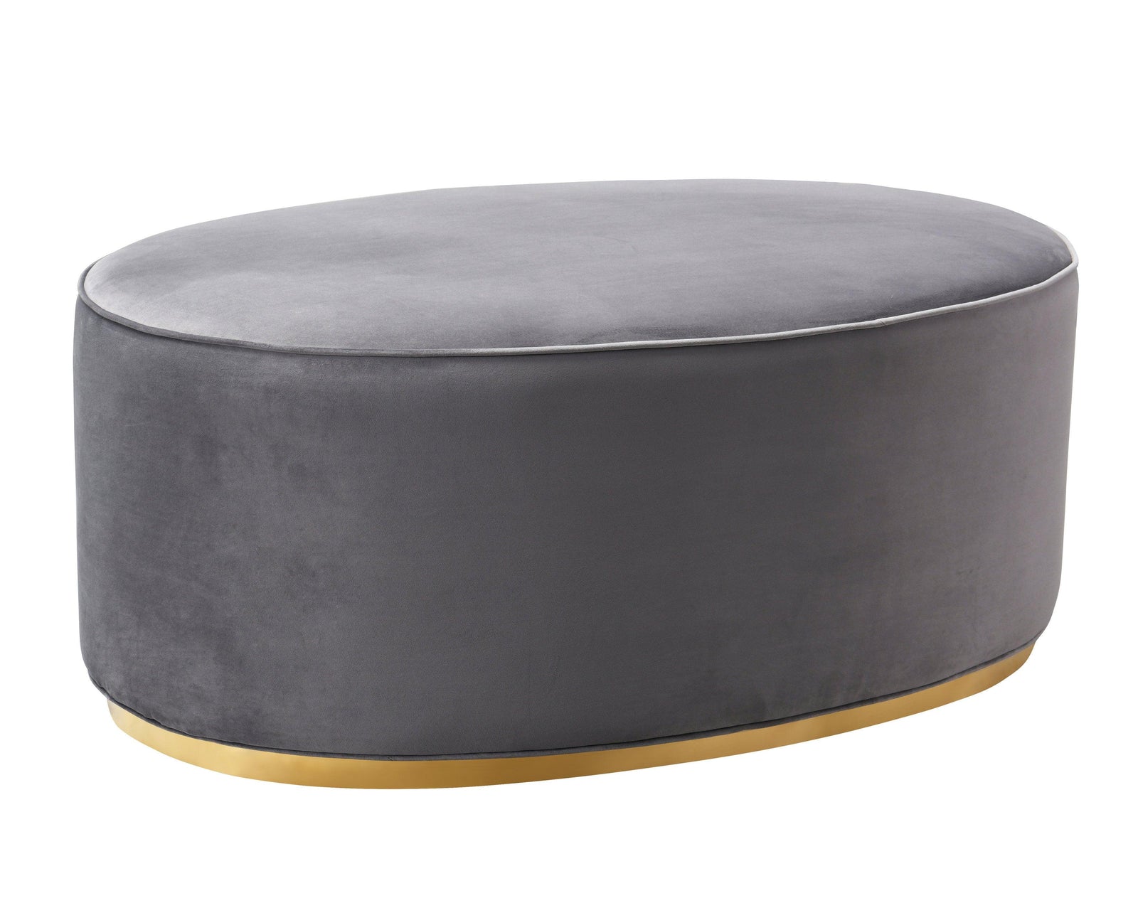 TOV Furniture Scarlett Grey Ottoman OTTOMANS, POUFS, + STOOLS