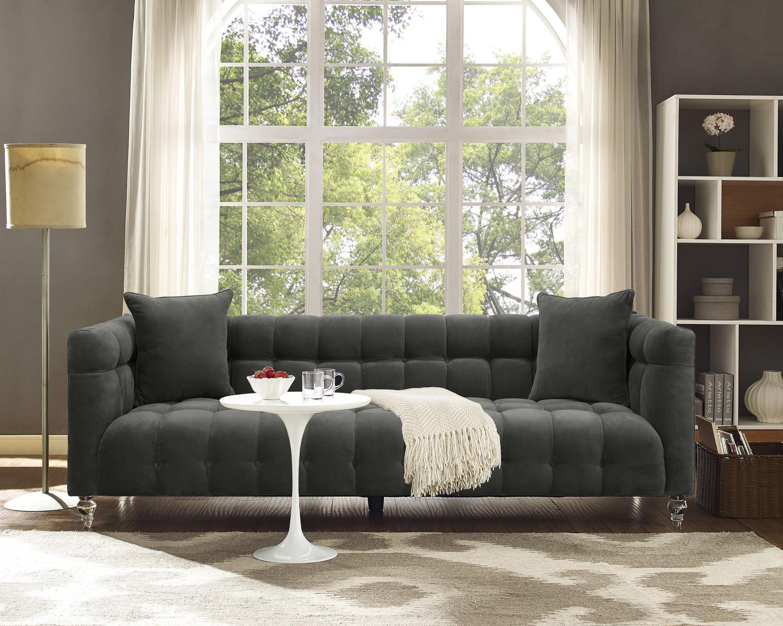 TOV Furniture Bea Grey Velvet Sofa SOFAS + SECTIONALS