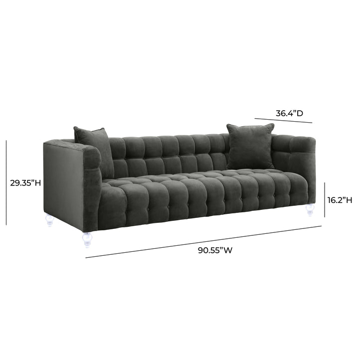 TOV Furniture Bea Grey Velvet Sofa SOFAS + SECTIONALS