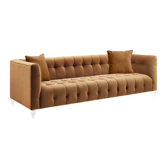 TOV Furniture Bea Cognac Velvet Sofa SOFAS + SECTIONALS