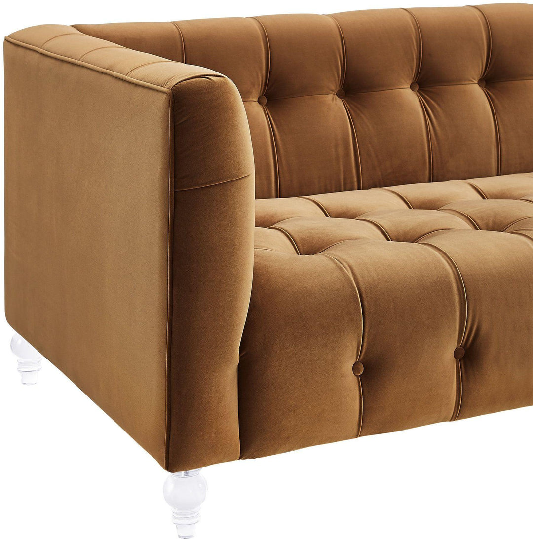 TOV Furniture Bea Cognac Velvet Sofa SOFAS + SECTIONALS