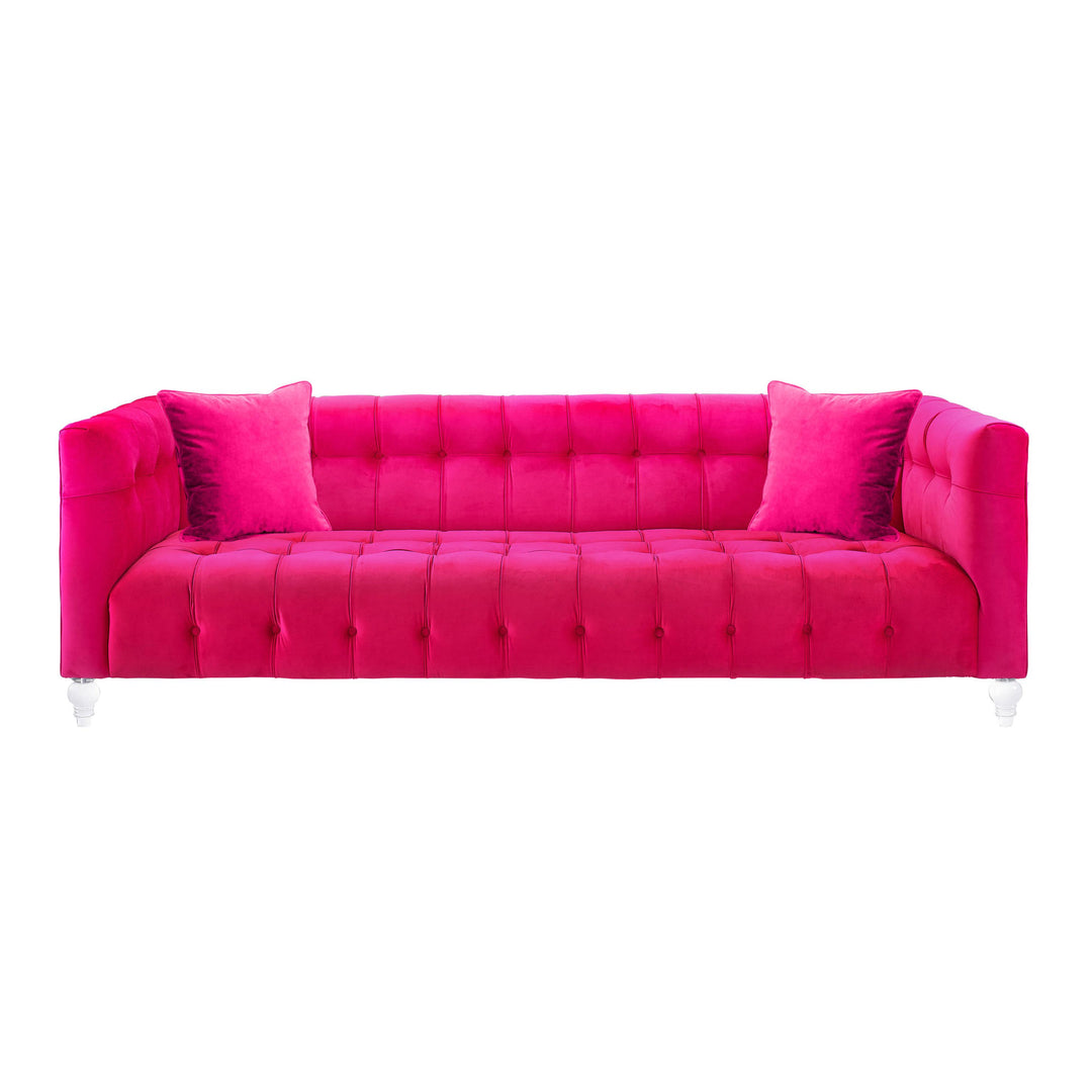 American Home Furniture | TOV Furniture - Bea Hot Pink Velvet Sofa