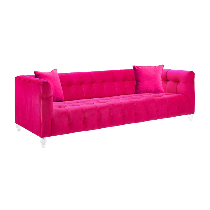 American Home Furniture | TOV Furniture - Bea Hot Pink Velvet Sofa