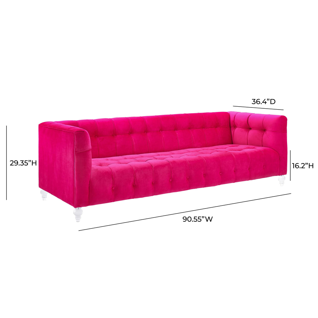TOV Furniture Bea Hot Pink Velvet Sofa SOFAS + SECTIONALS