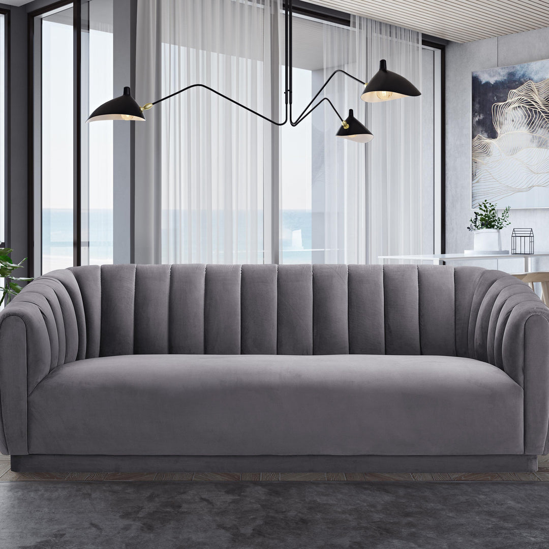 American Home Furniture | TOV Furniture - Arno Grey Velvet Sofa