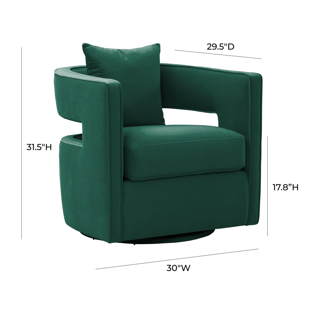 TOV Furniture Kennedy Forest Green Swivel Chair ACCENT + LOUNGE CHAIRS