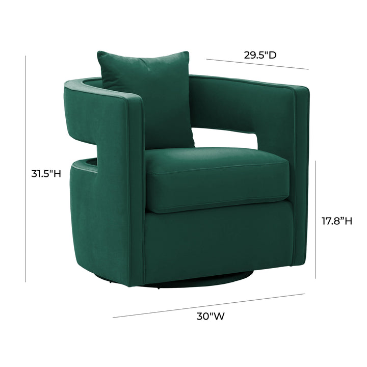 TOV Furniture Kennedy Forest Green Swivel Chair ACCENT + LOUNGE CHAIRS