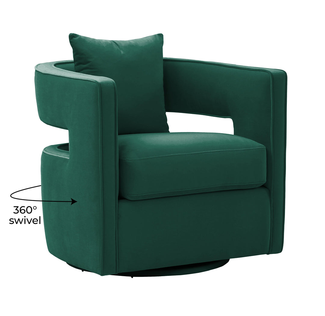 TOV Furniture Kennedy Forest Green Swivel Chair ACCENT + LOUNGE CHAIRS