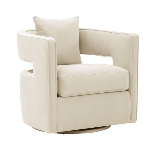 TOV Furniture Kennedy Cream Swivel Chair ACCENT + LOUNGE CHAIRS