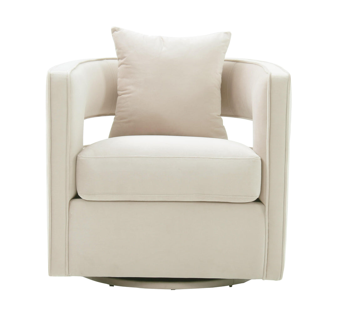 TOV Furniture Kennedy Cream Swivel Chair ACCENT + LOUNGE CHAIRS
