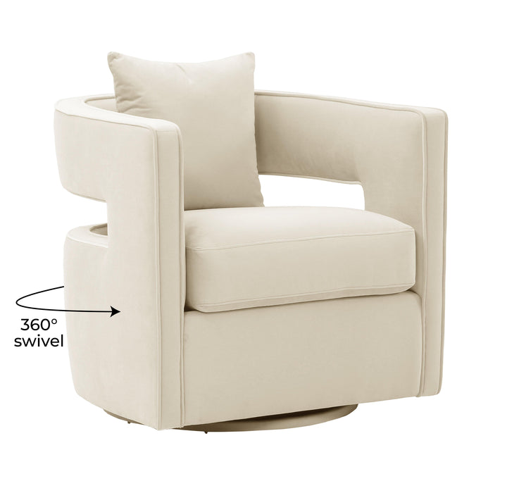 TOV Furniture Kennedy Cream Swivel Chair ACCENT + LOUNGE CHAIRS