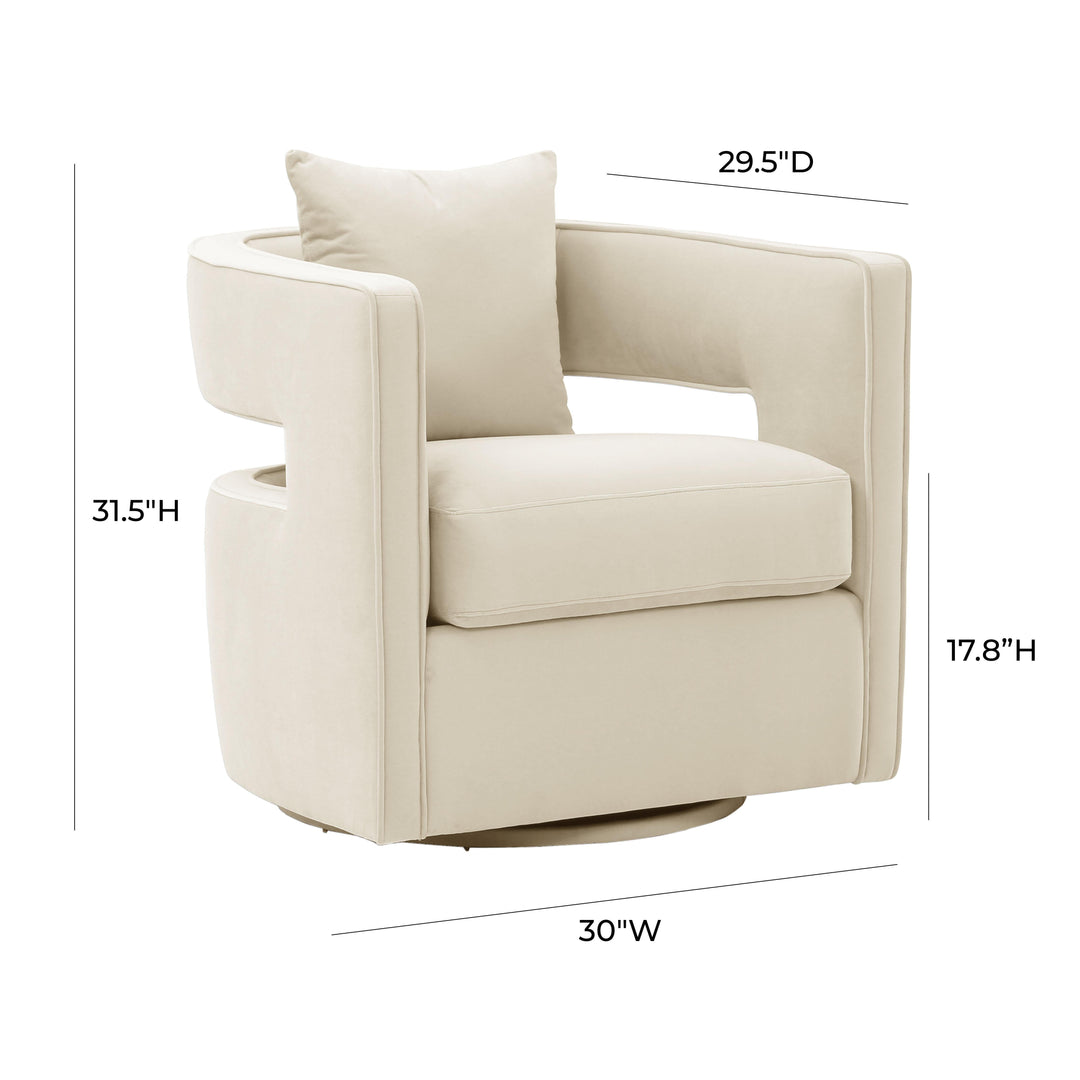 TOV Furniture Kennedy Cream Swivel Chair ACCENT + LOUNGE CHAIRS