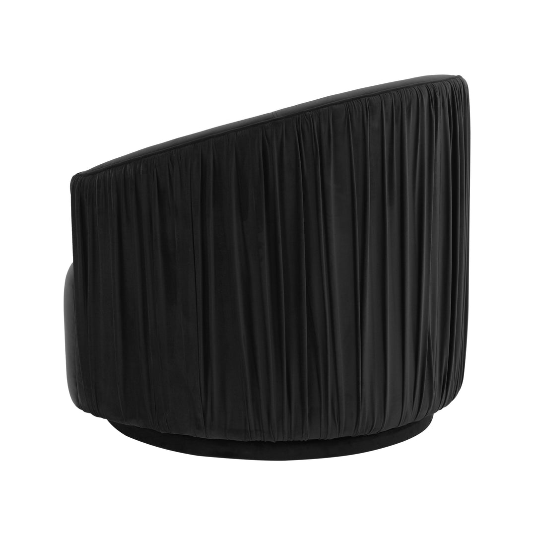 American Home Furniture | TOV Furniture - London Black Pleated Swivel Chair