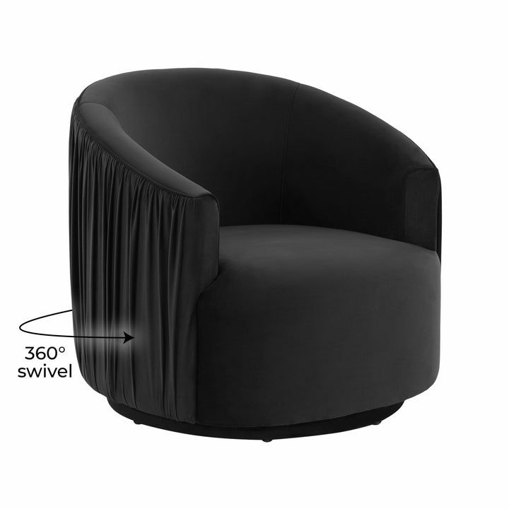 American Home Furniture | TOV Furniture - London Black Pleated Swivel Chair