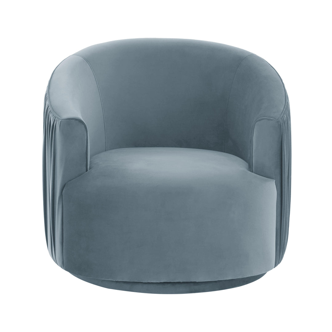 American Home Furniture | TOV Furniture - London Blue Pleated Swivel Chair