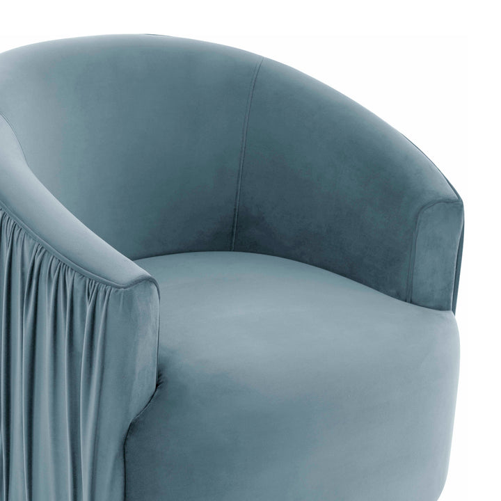 American Home Furniture | TOV Furniture - London Blue Pleated Swivel Chair