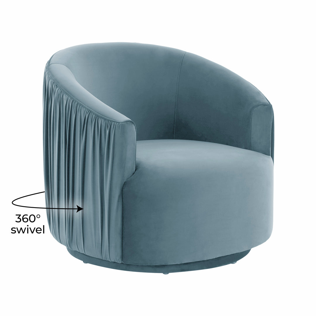 American Home Furniture | TOV Furniture - London Blue Pleated Swivel Chair