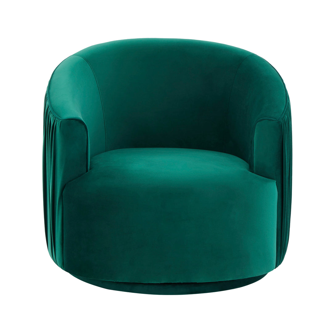 American Home Furniture | TOV Furniture - London Forest Green Pleated Swivel Chair