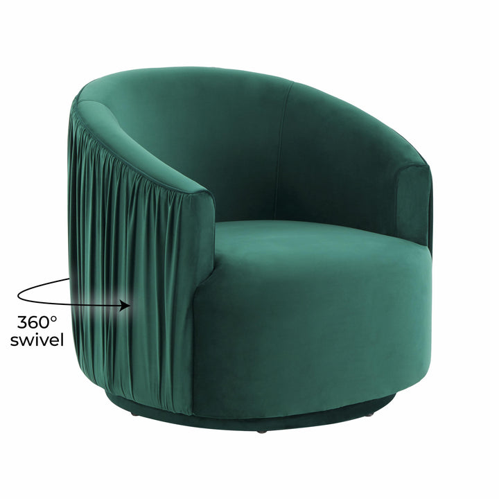 American Home Furniture | TOV Furniture - London Forest Green Pleated Swivel Chair