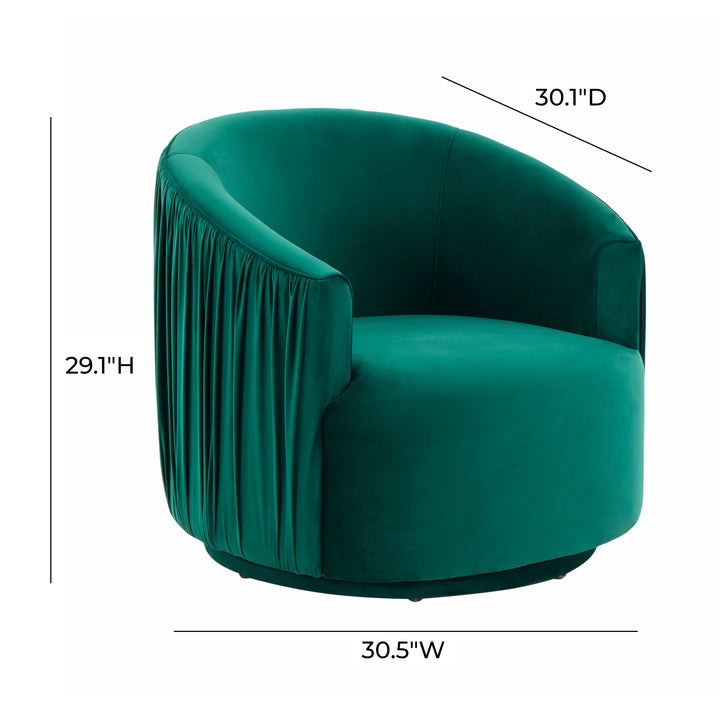 American Home Furniture | TOV Furniture - London Forest Green Pleated Swivel Chair