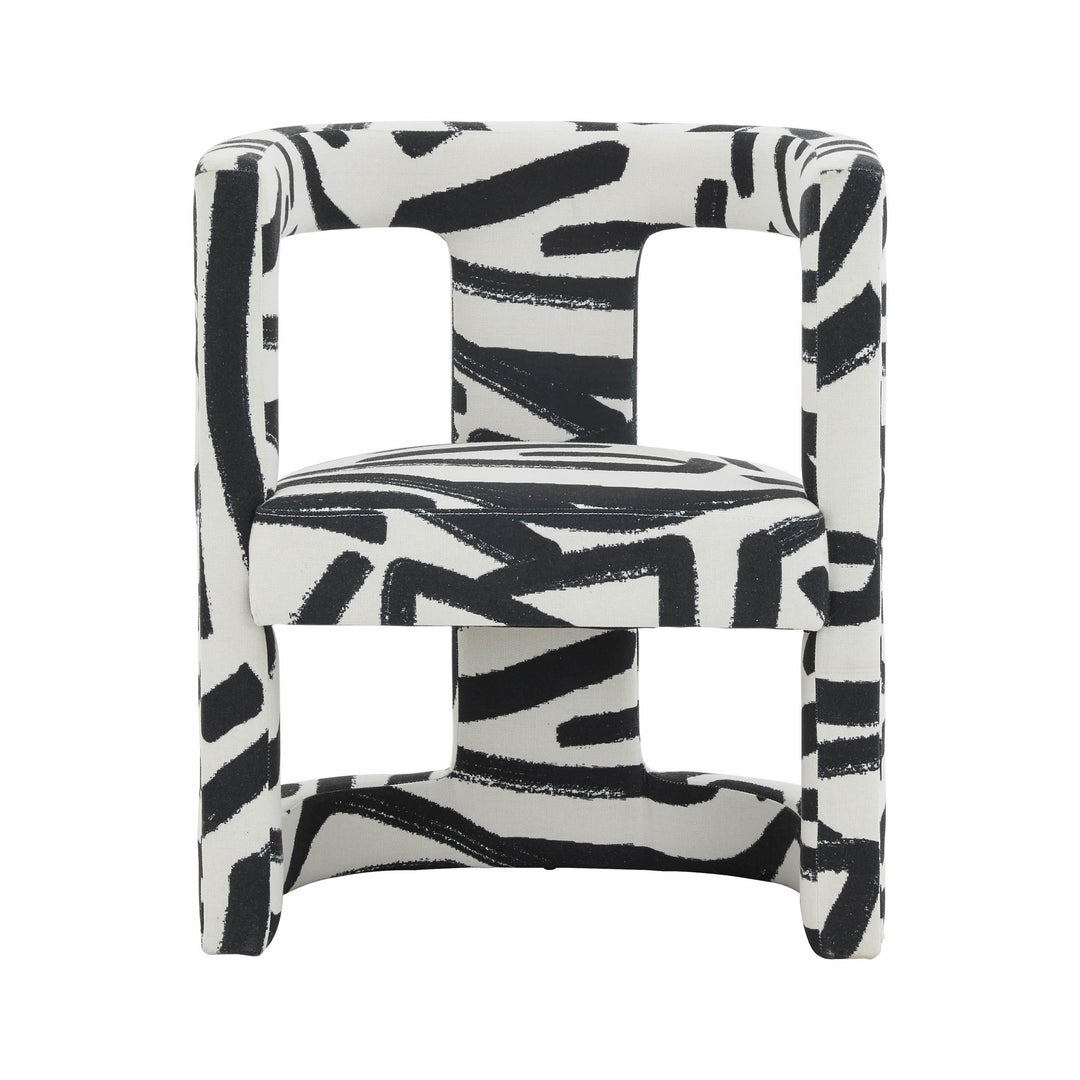 American Home Furniture | TOV Furniture - Ada Velvet Chair in Black Brushstroke Pattern