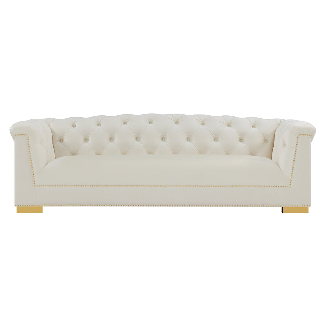 TOV Furniture Farah Cream Velvet Sofa SOFAS + SECTIONALS